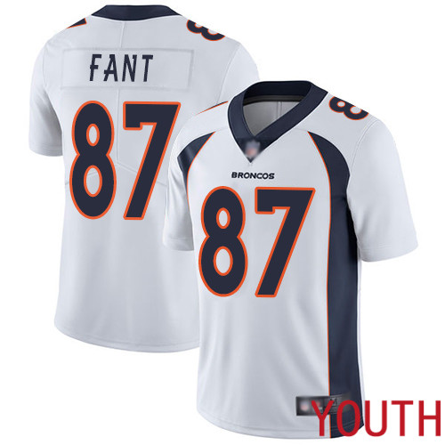Youth Denver Broncos 87 Noah Fant White Vapor Untouchable Limited Player Football NFL Jersey